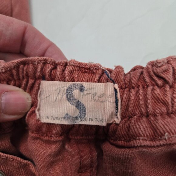 Free People Size S Cotton Platoon Cargo Pants In Red Rust Elastic Waistband - Picture 9 of 16